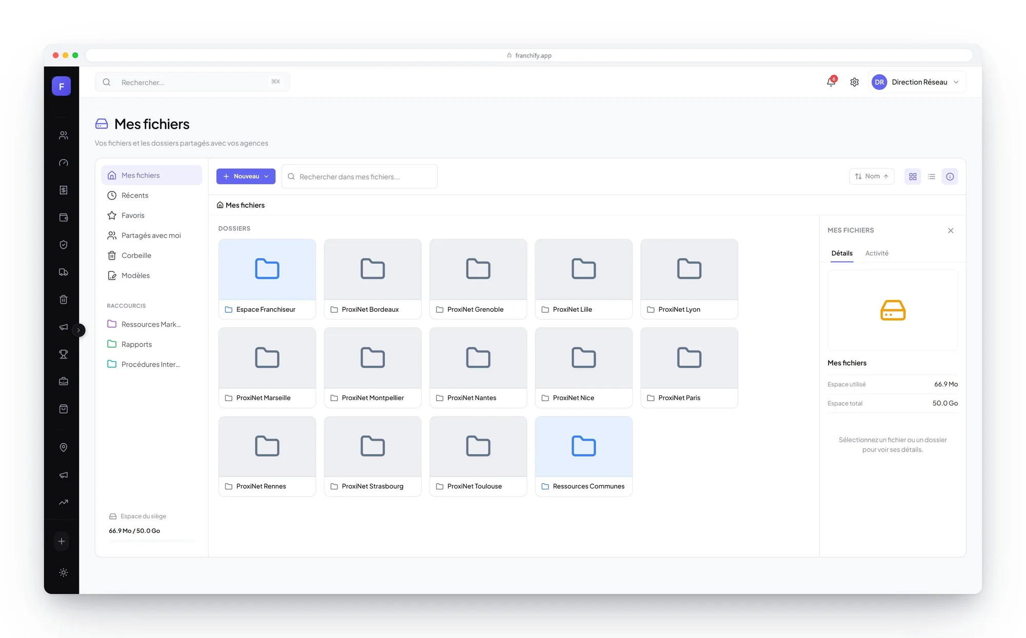File library shared between head office and agencies, folder by folder
